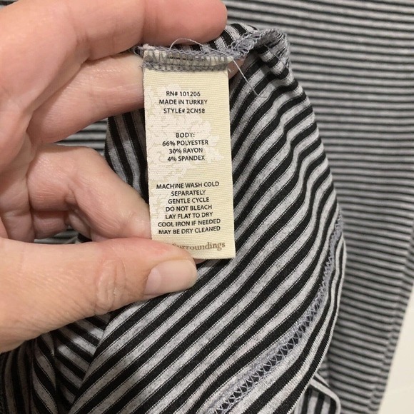 Soft Surroundings | Leah Layered Dress Gray Stripe Short Sleeve- Size Small - Picture 6 of 8